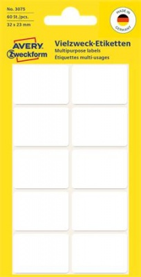 Etikett, 32x23 mm, kézzel írható, lekerekített sarkú, AVERY ZWECKFORM, 60 etikett/csomag