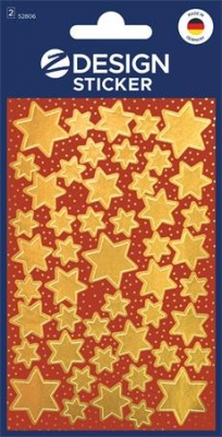 Ablakmatrica, 2 ív, 76x120 mm, AVERY ZWECKFORM, "Z-Design No.52806", arany csillagok