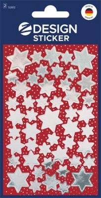 Ablakmatrica,  2 ív, 76x120 mm, AVERY ZWECKFORM, "Z-Design No.52812", ezüst csillagok