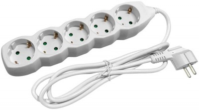 Elosztósor, 5 aljzat, 5 m, ENTAC, fehér