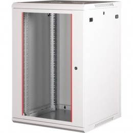 Rack szekrény, fali, 19", 18U, lapraszerelt, LANDE "PROlineB", szürke